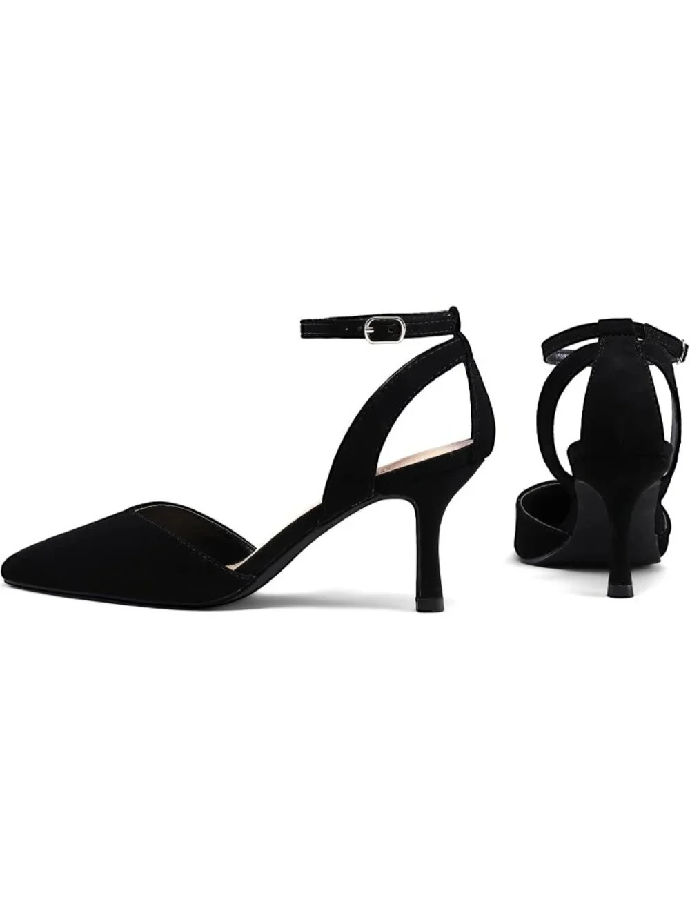 Women's Black Nubuck Closed Toe Kitten Heels Comfortable Dress Pumps Shoes